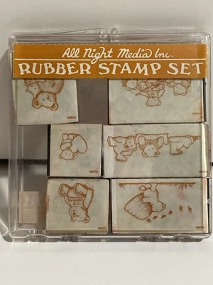 All Night Media Stamp Set Teddy Bears' Picnic Foam Mounted Rubber Stamps Vintage - Image 1 of 3