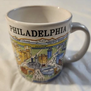Taza City Mugs Philadelphia Años 80 Vintage Vista de Pájaro Mapa Harvey Hutter - Imagen 1 de 6