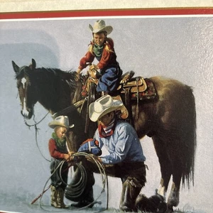 12 Leaning Tree Christmas Card D249 Western Cowboy Horse Daddy Wayne Baize Art - Picture 1 of 6