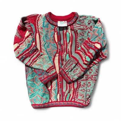 Vintage Coogi 3D Knit Multicolor Red Sweater Pullover Size 8-9 Youth Deadstock - Image 1 of 4