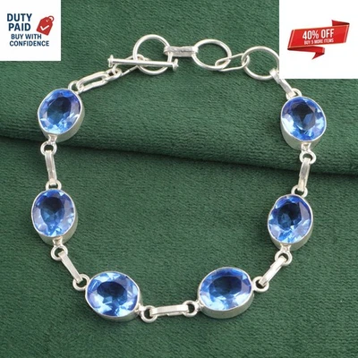 Black Friday Deal Tanzanite Chain Wedding Engagement Sister Bracelet 925 Silver - Image 1 of 4
