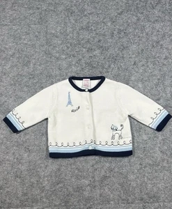 Vintage Gymboree Baby Sweater Paris Size 6-12 Months White And Blue - Picture 1 of 8