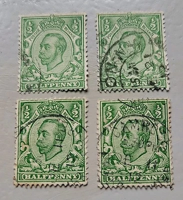 GB 1912 6 x 1/2d 绿色(阴影)二手。 — 第 1/4 张图片