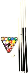 John West Billard Einsteiger Set - Kugeln + Triangel + 4 Queues (145, 122 + 92) - Bild 1 von 1