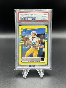 2020 Panini Donruss RC Justin Herbert Rated Rookie Yellow Press Proof SP PSA 10