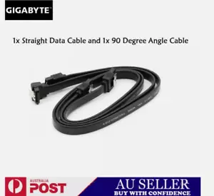 2x SATA 3 III 3.0 Data Cable 6Gbps GIGABYTE for HDD SSD with Angle and Lead Clip - Picture 1 of 4