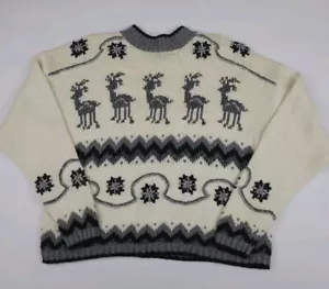 Vintage High Sierra Cotton Blend Animal Pattern Sweater L Deadstock NWT Vtg READ - Picture 1 of 7