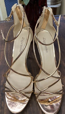 Женские туфли на шпильке Zigi Soho с ремешком на лодыжке 4,5 дюйма розовое золото размер 10 новые - Изображение 1 из 4