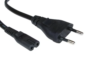 3m Euro Figure 8 Mains Cable, European 2 pin Plug to Fig 8 IEC C7 Power Lead - Picture 1 of 3