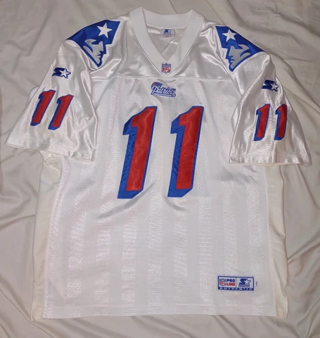 New England Patriots Vintage Jersey Size 48 Authentic NFL Starter Bledsoe Vtg Cover