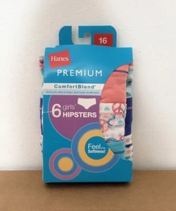 Hanes Premium ComfortBlend Hipster Panties NEW Girls Size 16 Pack Of 6 Pairs - Picture 1 of 5