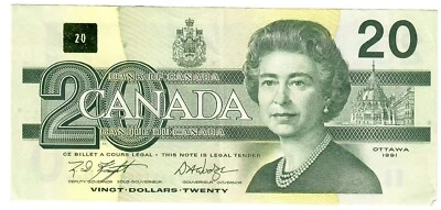 Canadá 20 dólares 1991 EF "EWP" Knight/Dodge Foto 1 de 2