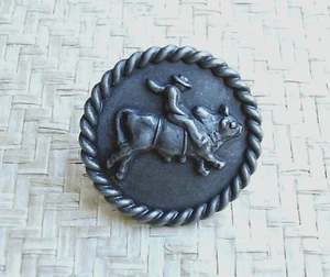 Bull Rider Cabinet Knob Drawer Pull Western Cowboy Decor Pewter Silvertone - Picture 1 of 1