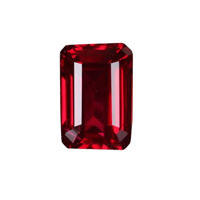 Imitation Sri Lanka Red Color Ruby Emerald Shape 14 Carat Gemstone for Jewelry - Image 1 of 4