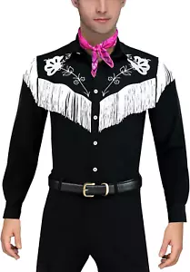 Cowboy Costume with Scarf Western Long Sleeve Fringe Shirt Halloween Cosplay for - Picture 1 of 6