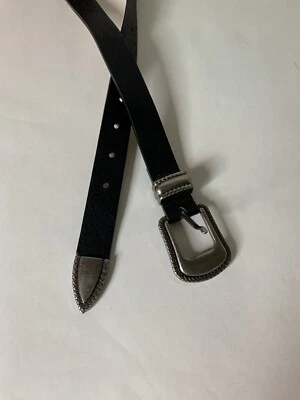 Cinturón Steve Madden Hebilla Metálica Y Cuero Negro Talla M/L Nuevo Con Etiquetas Foto 1 de 4