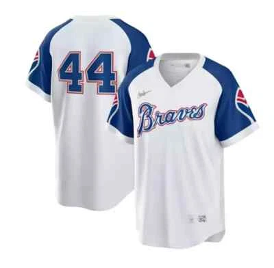 Camiseta deportiva 100 % auténtica Hank Aaron Nike Cooperstown Atlanta Braves talla M nueva con etiquetas Foto 1 de 4