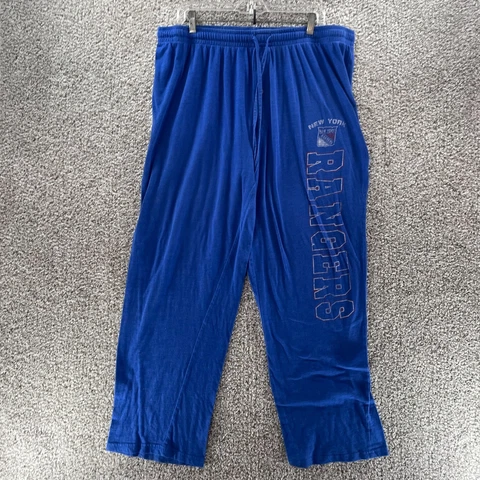 New York Rangers Pants Mens Extra Large Blue Fleece Lounge Pant NHL Hockey Logo Cover