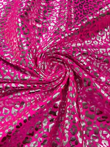 SILVER - Metallic Leopard Nylon Spandex 4 Way Stretch By Yard - Picture 1 of 3