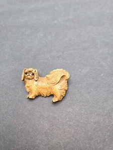 Vintage Wood Carved Shih Tzu Pin - Glossy on Front 2" x 1.25" Signed Jill - Picture 1 of 4