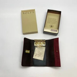 As Is Vintage ROLFs Key Kaddy Burgundy Leather Cowhide Trifold Key Holder NOS - Picture 1 of 8