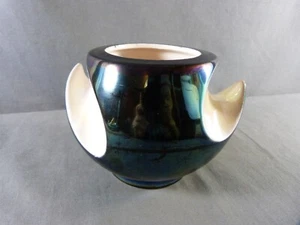 Vaso VERCERAM in ceramica iridescente colore blu petrolio Vintage anni 50/60 - Foto 1 di 11