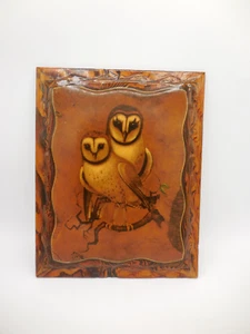 Vintage Richard Hinger Barn Owl Wooden Varnished Plaque Wall Hanging Art Print - Picture 1 of 6