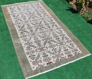 Turkish Rug 44''x81'' Vintage Muted Color Oriental Rug Wool Carpet 114x207cm - Picture 1 of 11