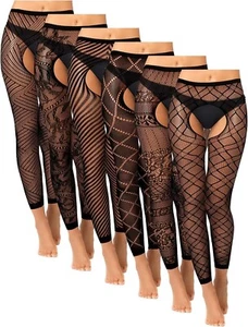 6 Pair Fishnet Stockings for Women Black Footless Thigh High Stockings Plus S... - Picture 1 of 6