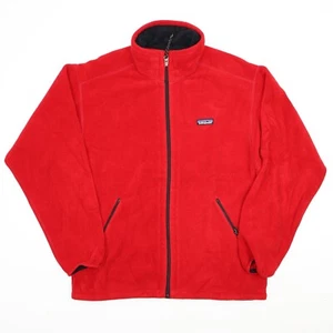 Patagonia Vintage Red Polyester Fleece Full Zip Retro Jacket Men M USA Made - Picture 1 of 14