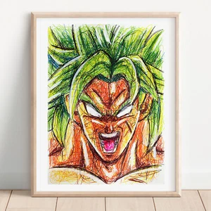 Broly Ballpoint Pen Print, Dragon Ball Z Art Poster - Picture 1 of 3