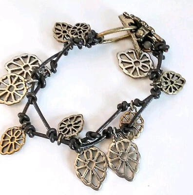 Lucky Brand 2 Strands With  Silver Tone Leaf Dangle Charms Bracelet - Image 1 of 4