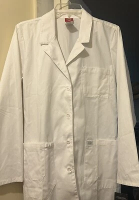 White Dickies Scrubs EDS Junior Unisex 28 Inch Lab Coat 83403 Size 8 - Image 1 of 4