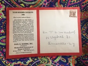 Dr. Vanderhoof VTG Martha Stamp Cover Precanceled NY Hoeber Medical 1945 WW2 Era - Picture 1 of 14