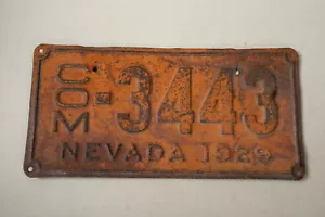 Nevada License Plate (G3L) 1929 Orange Commercial 3443 Steel - Picture 1 of 5