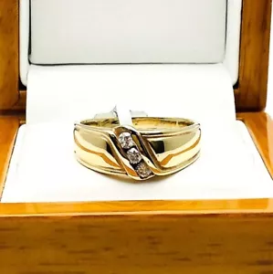 Men's Solid 2Ct Round Simulate Diamond Wedding Band Ring 14k Yellow Gold Finish - Picture 1 of 9