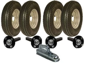 Alta Velocità Doppio ASSE Rimorchio Kit 4.80/4.00-8 Strada Legale Ruote Mozzo & - Foto 1 di 12