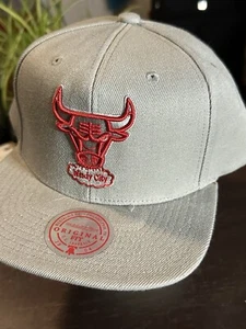 NBA CHICAGO BULLS TWO TONAL MITCHELL & NESS HERREN DRUCKKNOPFLASCHE MÜTZE GRAU ROT ORIGINAL - Bild 1 von 5
