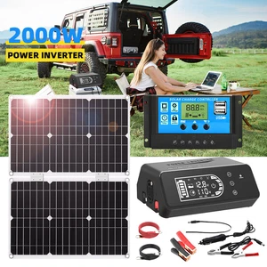 Pure Sine Wave 2000W Power Inverter 2 Solar Panel Kits Car Auto Solar Converter - Picture 1 of 14