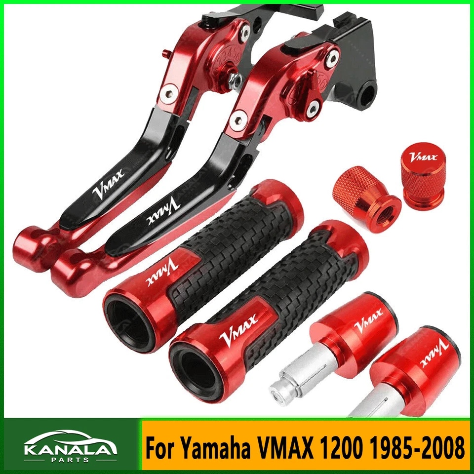 Red For Yamaha VMAX 1200 1985-2008 CNC Handle Grips Cap Brake Clutch Lever Set - Изображение 1 из 1