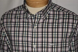 SOUTHERN TIDE Large Mens Cotton Poly Spandex Button Down Shirt Black Multi Plaid - Picture 1 of 8