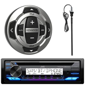 JVC KD-T92MBS Single-DIN Marine Bluetooth CD Receiver W/Wired Remote, Antenna - Picture 1 of 5