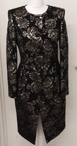 Hobbs London Black & Gold Floral Pattern Formal Occasion Jacket Size 10 - Picture 1 of 12
