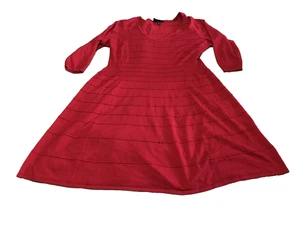Lane Bryant Sweater Dress Women's 18/20 Red Stretch 3/4 Sleeve Preppy V-neck - Picture 1 of 15