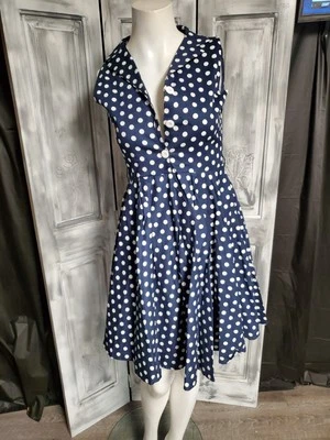 Mariposa Negra Niñas Talla 13/14 Círculo Completo Sin Mangas De Colección Inspirado Lunares Azules Foto 1 de 4