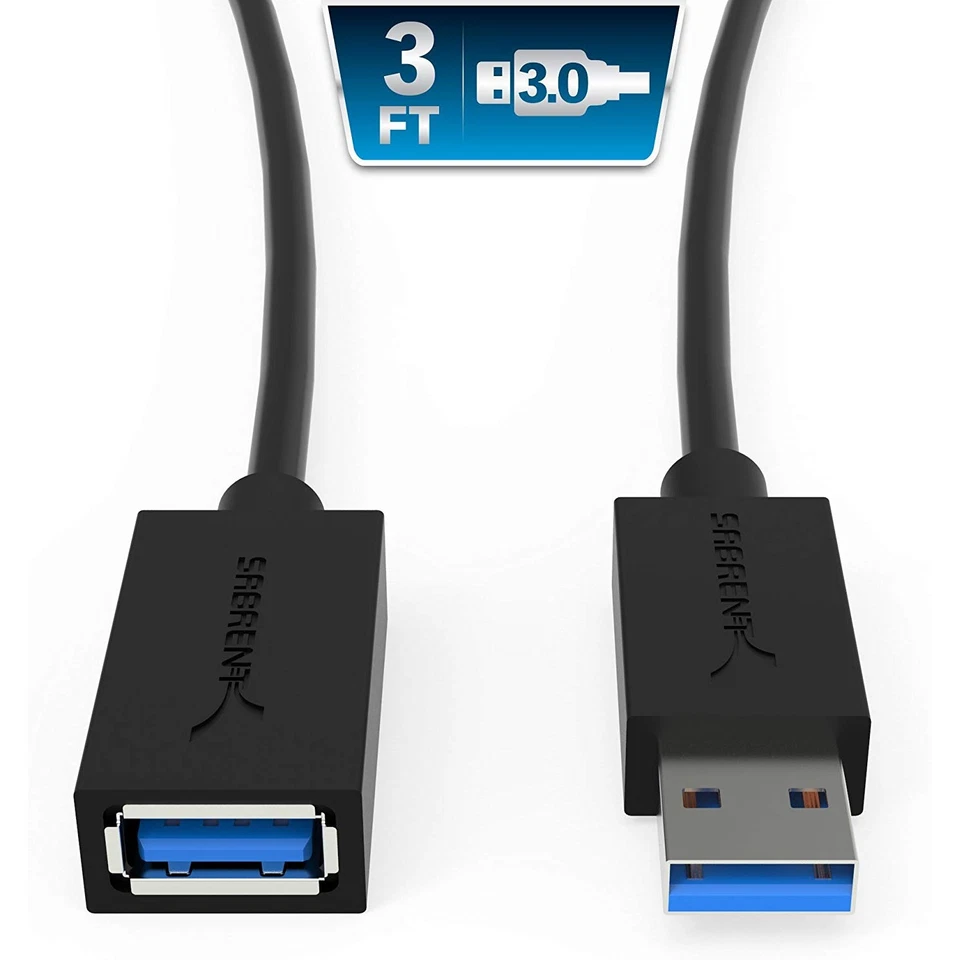 Sabrent CB-3030 3FT USB 3.0 EXTENSION CABLE BLACK 22 AWG - Image 1 of 1
