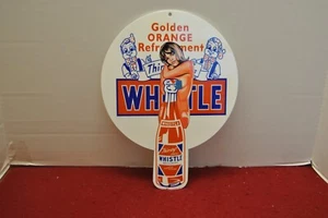 INSEGNA PORCELLANA VINTAGE WHSITLE ARANCIONE SODA - Foto 1 di 6
