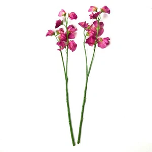 Set of 2 Artificial Sweet Pea Dark Pink Flower Sprays - Faux Decorative Flowers - Picture 1 of 5