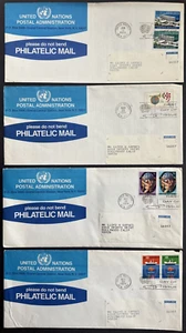 UN 1974 Lot of 4 FDC's Sc# 244-246, 252-255 UNPA + Fact Sheets inside - Picture 1 of 2