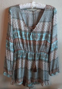 Anthropologie En Creme Womens Boho Festival Peasant Printed Romper Size Small - Picture 1 of 7